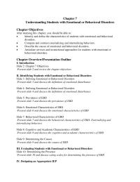 Special Education Chapter 7 Homework Have students create a brochure about the disability addressed in the chapter