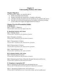 Special Education Chapter 11 Homework Articulate specially designed instruction and Services for students with Autism