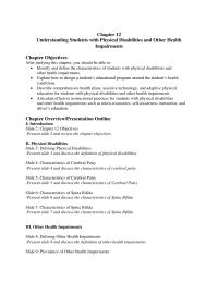Special Education Chapter 12 Homework Determining the Presence of Physical Disabilities and Other Health Impairments