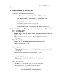 Accounting Chapter 10 Homework L Field Check Verify That Only Single Character Used Field Time