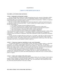Chapter 10 1 Group comparison Research Teaching Activities For