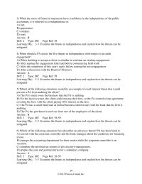 Finance Chapter 3 2 Which of the following situations best describes an advocacy threat