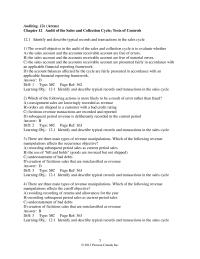 Finance Chapter 12 1 Identify and describe typical records and transactions in the sales cycle