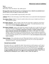 Rhetorical Analysis Guidelines