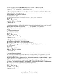 Chapter 01 1 All of the following are characteristics of the typical entrepreneur except