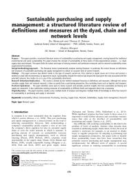 Sustainable purchasing and supply management