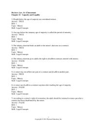 Business Law Chapter 12 1 Incompetent Persons skill Legal Concepts 56 Which The Following