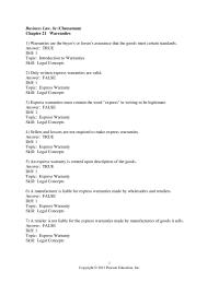 Business Law Chapter 21 1 Only written express warranties are valid