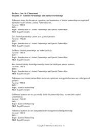 Business Law Chapter 35 1 A limited partnership cannot have general partners