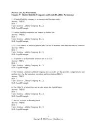 Business Law Chapter 39 1 Limited liability companies are created by federal law.