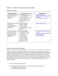 Chapter 7 Homework Describe prevalence, key elements, and definitions of high-incidence disabilities