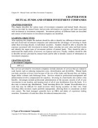 Investments & Securities Chapter 4 Homework These Funds Vary Some May Riskier And