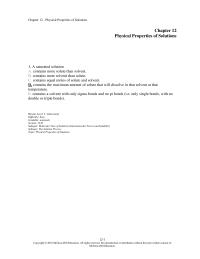 Chapter 12 1 Saturated Solution Contains More Solute Than Solvent