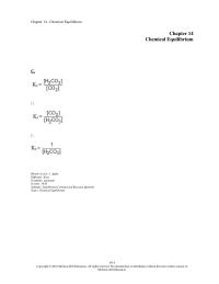 Chapter 14 1 Which The Correct Equilibrium Constant Expression For