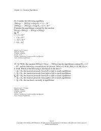 Chapter 14 2 41 Consider The Following Equilibria 2so3g 2so2g
