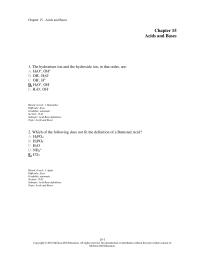 Chapter 15 1 The Hydronium Ion And The Hydroxide Ion