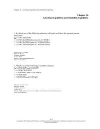Chapter 16 1 Which One The Following Solutions Will Acetic