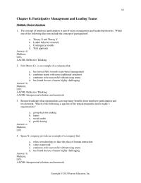 Chapter 8 1 Participation may be undesirable in all of the following situations except when