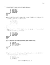 Chapter 9 2 Which is not one of the key elements of a learning organization