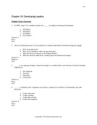 Chapter 10 1 All of the following are criteria for effective leader development programs except