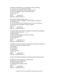 Chapter 03 2 Which of the following is an advantage of college recruiting