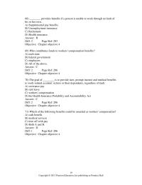 Chapter 07 2 Which of the following benefits could be awarded as workers’ compensation