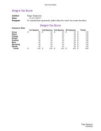 Graphics & Visualization Chapter 6 Homework To summarize quarterly sales data for each tea room location