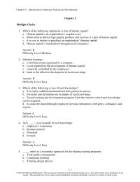 Human Resources Chapter 1 1 Which of the following statements is true of human capital