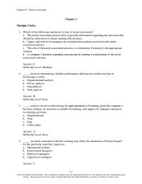 Human Resources Chapter 3 1 Which of the following statements is true of needs assessment