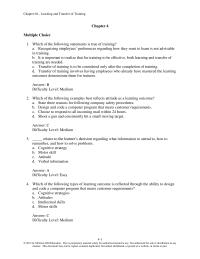 Human Resources Chapter 4 1Intellectual skill as a learning outcome primarily includes the capability to