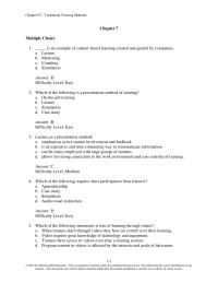 Human Resources Chapter 7 1 Which of the following is a presentation method of training