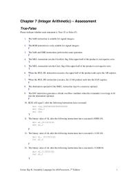 Chapter 7 1 The destination operand of the IMUL instruction may be a memory operand