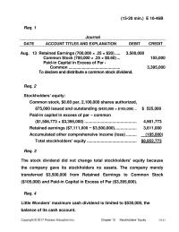 Accounting Chapter 10 Homework Additional Paidin Capital Common 7430000