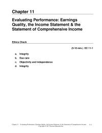 Accounting Chapter 11 Homework Evaluating Performance Earnings Quality The Income