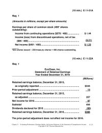 Accounting Chapter 11 Homework Income Year Ended December 31 2016 Net