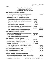 Accounting Chapter 12 Homework Increase Current Assets Other Than Cash