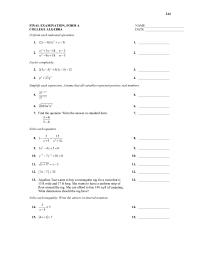 Pretest Form A Final Exam Form A Final Examination Form 34 248 35