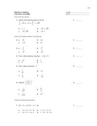 Pretest Form B Pretest Form B 237 Pretest Form College Algebra Name Date