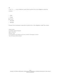 Business Law Chapter 20 2 &nbsp;the obligation to use reasonable efforts to minimize damage resulting