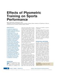 Effects of Plyometric Training on Sports