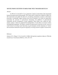 MOVING FROM COGNITION TO BEHAVIOR: WHAT THE RESEARCH SAYS