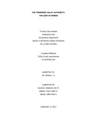 THE TENNESSEE VALLEY AUTHORITY: THE COST OF POWER