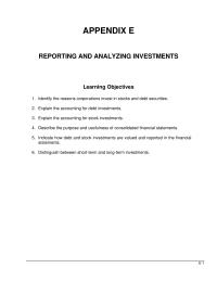 Accounting Appendix E Homework The Parent Company Has Controlling Interest The