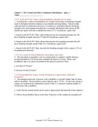 Chapter 7 1 The time taken to assemble a car in a certain