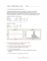 Chapter 15 1 Below Are The Multiple Regression Results Dependent