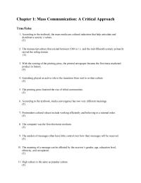 Communications Chapter 1 1 Gutenberg played an active role in the transition from oral to written culture.