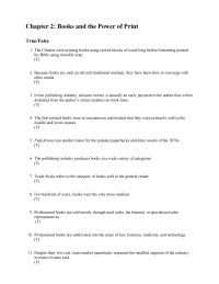 Communications Chapter 2 1&nbsp;The publishing industry produces books in a wide variety of categories