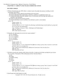 Chapter 15 1 Facts Therapeutic Group Sessions Primarily Help People