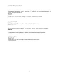 Management Chapter 9 1&nbsp;An organization achieves quality by consistently meeting