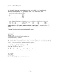 Management Chapter 17 3 91 The Expected Duration This Project Is